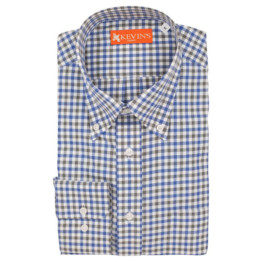 Kevin's Finest Blue/Gray Tattersall Shirt-Men's Clothing-Kevin's Fine Outdoor Gear & Apparel