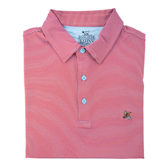 Kevin's Stretch Performance Quail Striped Polo-Men's Clothing-Serenity/Red-S-Kevin's Fine Outdoor Gear & Apparel