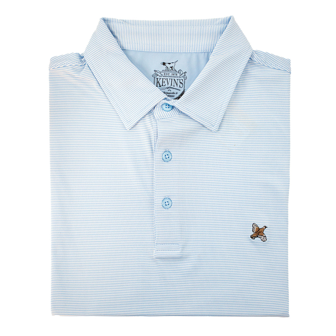 Kevin's Stretch Performance Quail Striped Polo-Men's Clothing-Serenity/White-S-Kevin's Fine Outdoor Gear & Apparel