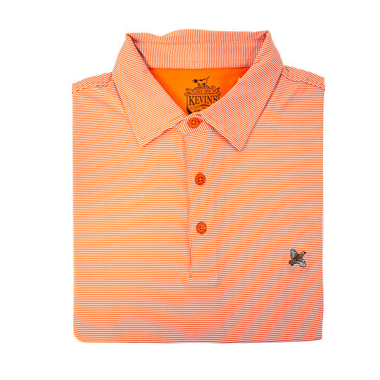 Kevin's Stretch Performance Quail Striped Polo-Men's Clothing-Orange/White-S-Kevin's Fine Outdoor Gear & Apparel