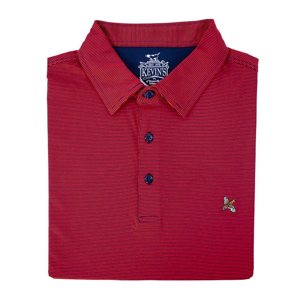 Kevin's Stretch Performance Quail Striped Polo-Men's Clothing-Navy/Red-S-Kevin's Fine Outdoor Gear & Apparel