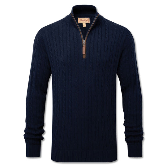 Schoffel Pull en cachemire torsadé 1/4 zip pour homme