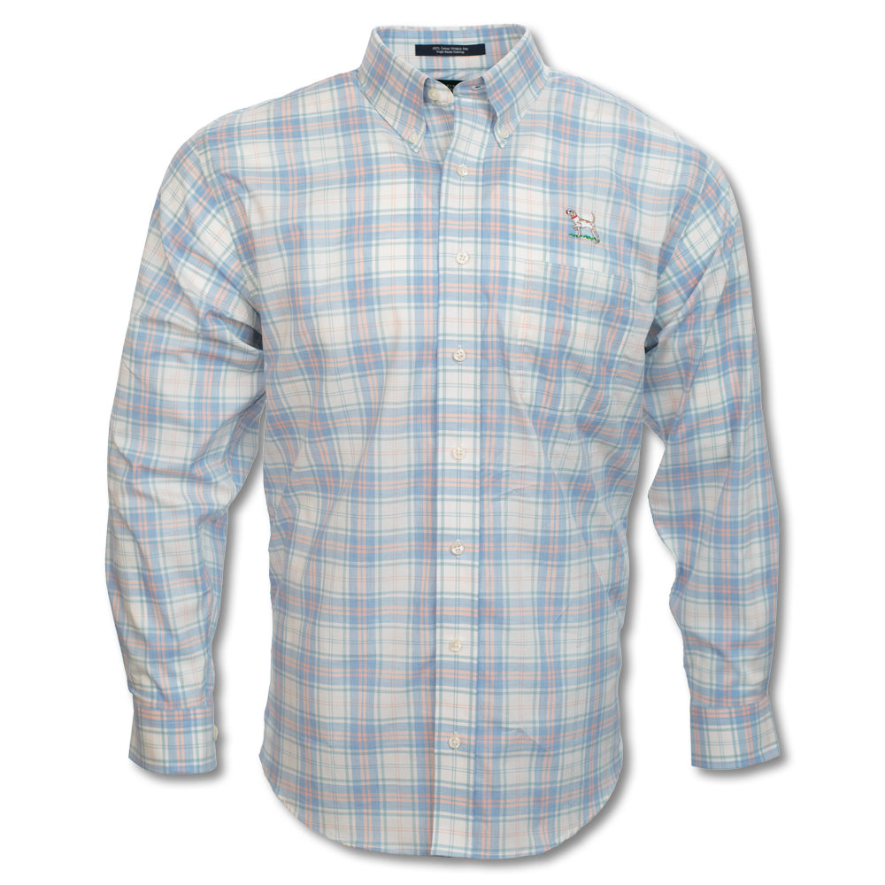 Kevin's Wrinkle-Free Pink/Light Blue Plaid Pointer Sport Shirt-Men's Clothing-Kevin's Fine Outdoor Gear & Apparel