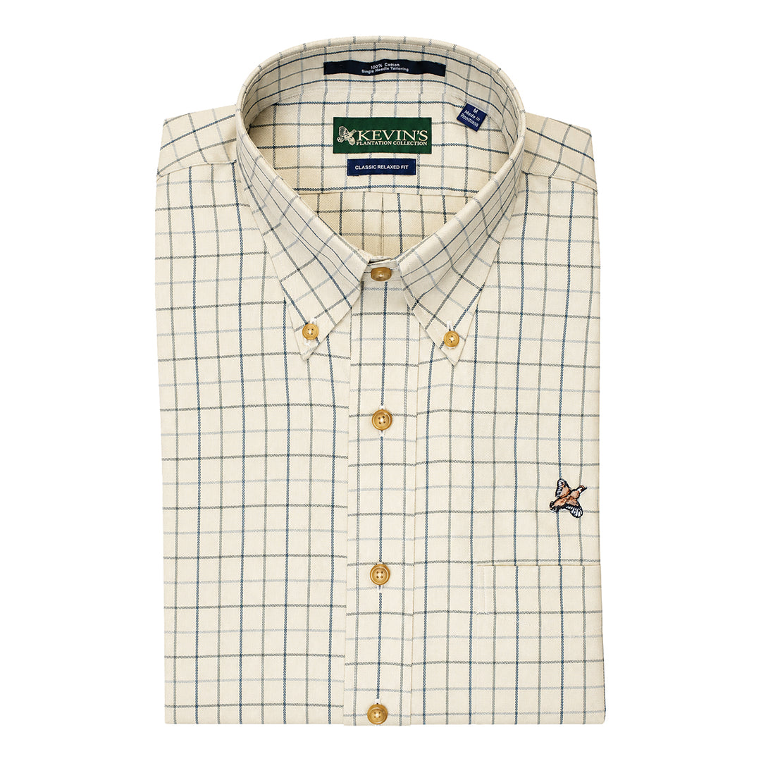 Kevin's Wrinkle-Free Gray/Green Plaid Shirt with Quail-Men's Clothing-Kevin's Fine Outdoor Gear & Apparel