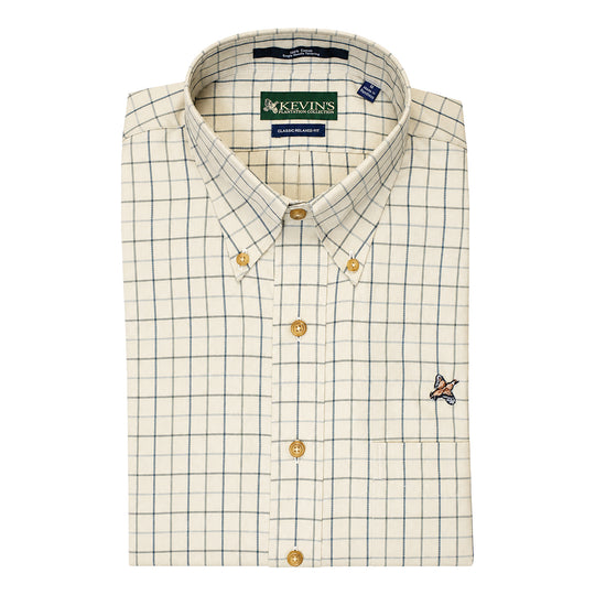 Kevin's Wrinkle-Free Gray/Green Plaid Shirt with Quail-Men's Clothing-Kevin's Fine Outdoor Gear & Apparel