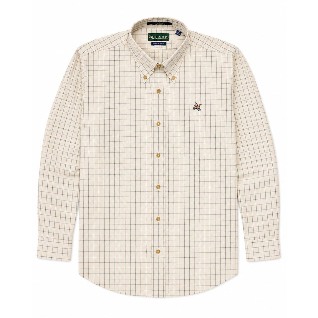Kevin's Wrinkle-Free Gray/Green Plaid Shirt with Quail-Men's Clothing-Kevin's Fine Outdoor Gear & Apparel