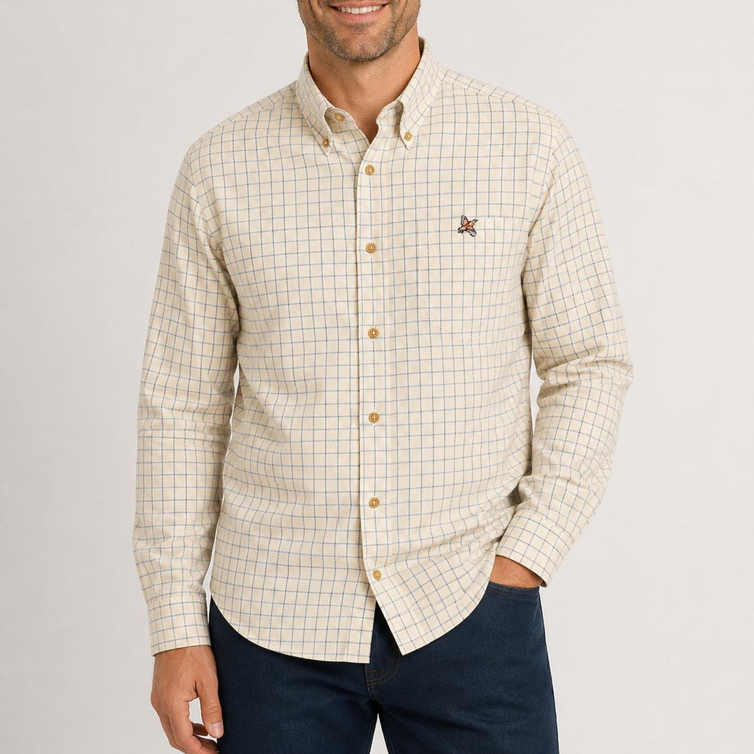 Kevin's Wrinkle-Free Gray/Green Plaid Shirt with Quail-Men's Clothing-Kevin's Fine Outdoor Gear & Apparel