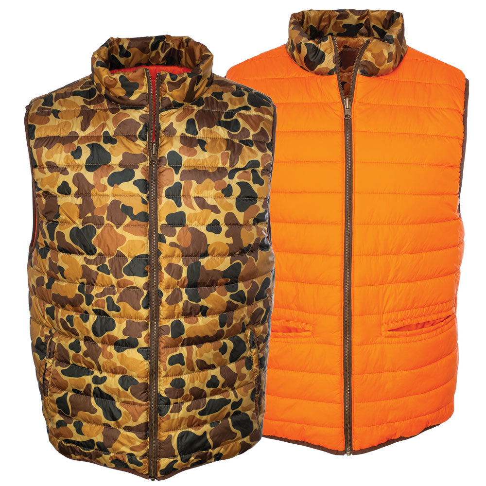 Kevin's Camo Reversible Quilted Vest-Men's Clothing-Camo/Blaze-S-Kevin's Fine Outdoor Gear & Apparel