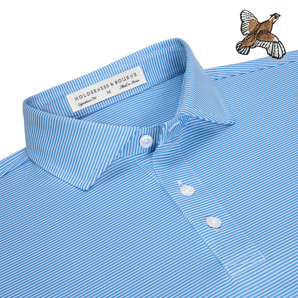Holderness & Bourne "Perkins" Polo w/ Kevin's Quail-Men's Clothing-Horizon Blue/White-S-Kevin's Fine Outdoor Gear & Apparel