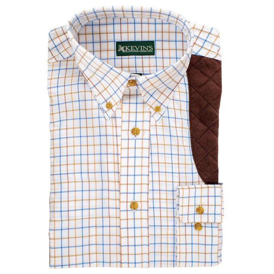 Kevin's Performance Classic Plaid Left Hand Shooting Shirt-Men's Clothing-Blue/Khaki Tattersall-S-Kevin's Fine Outdoor Gear & Apparel