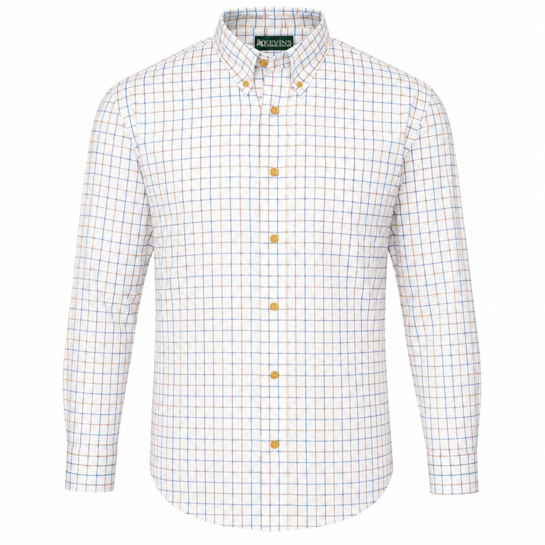 Kevin's Performance Classic Plaid Dress Shirt-Men's Clothing-Blue/Khaki Tattersall-S-Kevin's Fine Outdoor Gear & Apparel