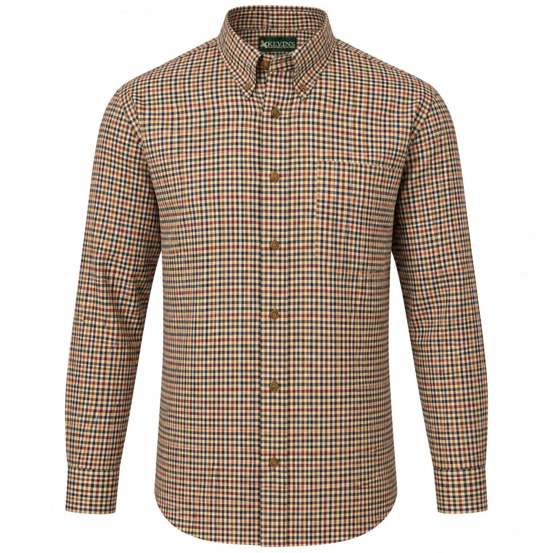 Kevin's Performance Classic Plaid Dress Shirt-Men's Clothing-Old Gold-S-Kevin's Fine Outdoor Gear & Apparel