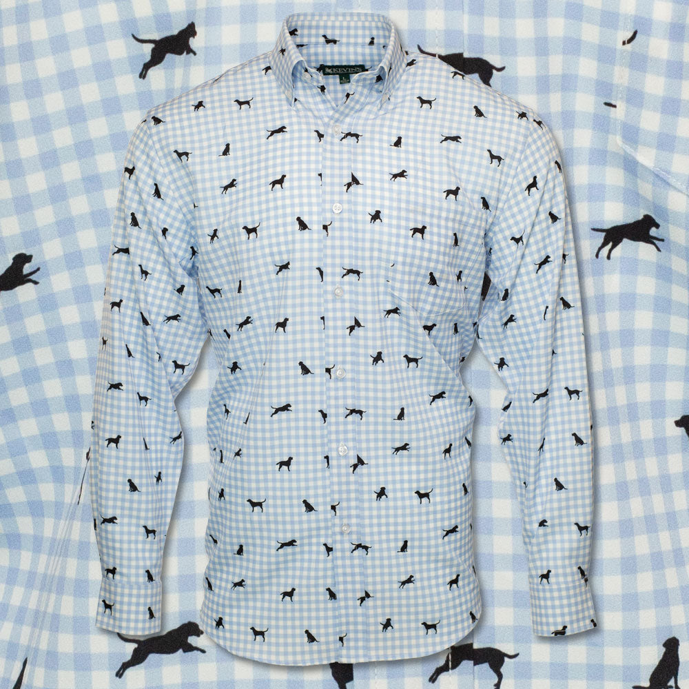 Kevin's Printed Performance Shirts-Men's Clothing-Black Labs Blue Gingham-M-Kevin's Fine Outdoor Gear & Apparel
