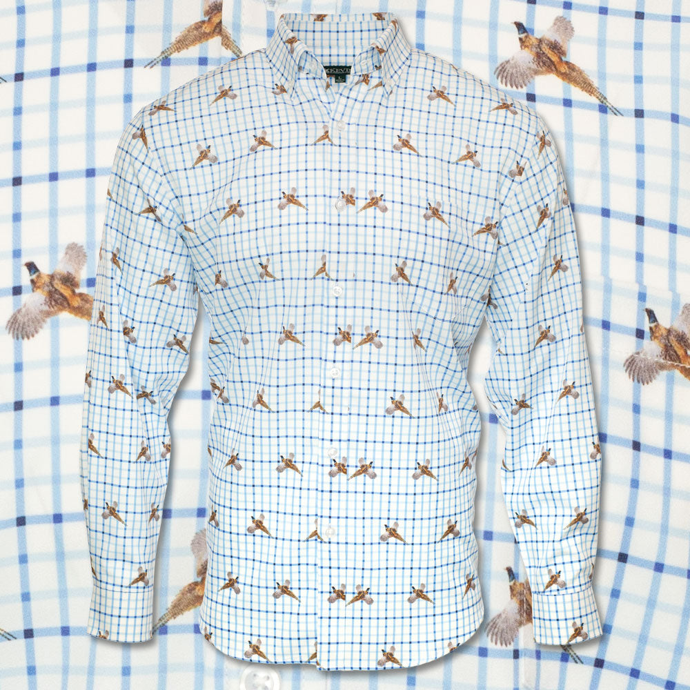 Kevin's Printed Performance Shirts-Men's Clothing-Pheasant Blue Tattersall-M-Kevin's Fine Outdoor Gear & Apparel