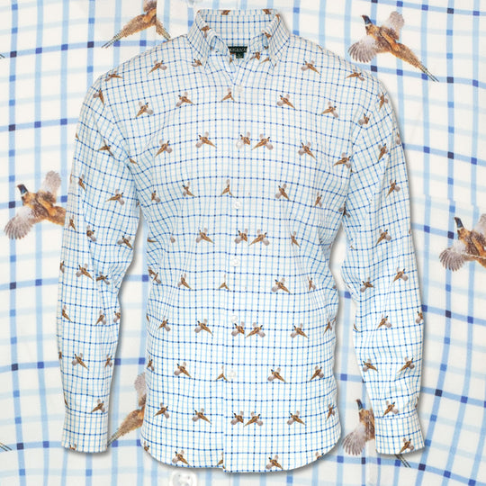 Kevin's Printed Performance Shirts-Men's Clothing-Pheasant Blue Tattersall-M-Kevin's Fine Outdoor Gear & Apparel