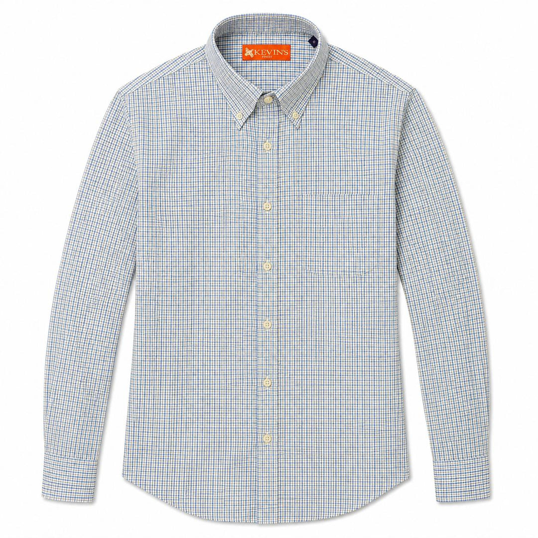 Kevin's Finest Men's Blue Graph Check Woven Cotton Shirt-Men's Clothing-Kevin's Fine Outdoor Gear & Apparel