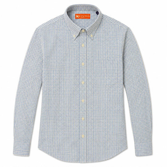Kevin's Finest Men's Blue Graph Check Woven Cotton Shirt-Men's Clothing-Kevin's Fine Outdoor Gear & Apparel