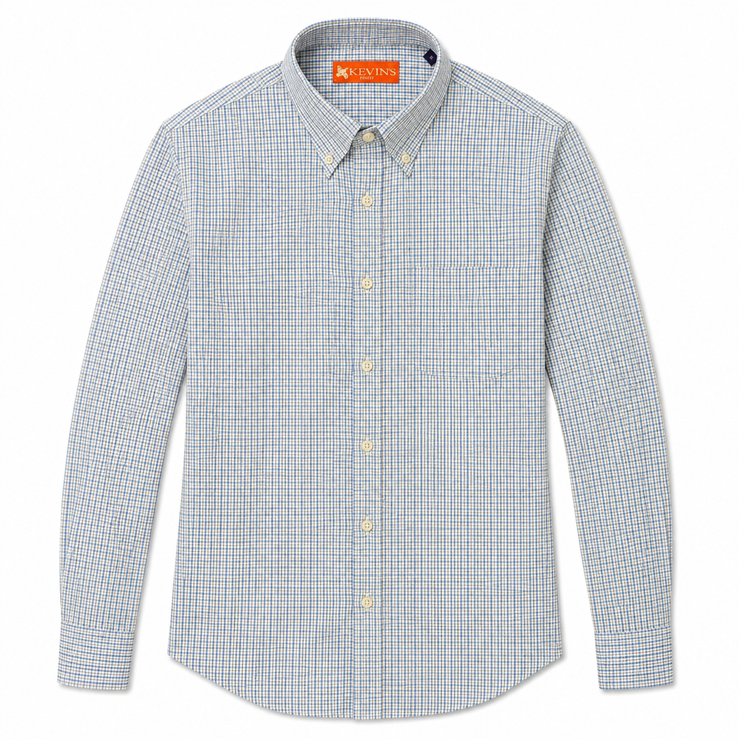 Kevin's Finest Men's Blue Graph Check Woven Cotton Shirt-Men's Clothing-Kevin's Fine Outdoor Gear & Apparel
