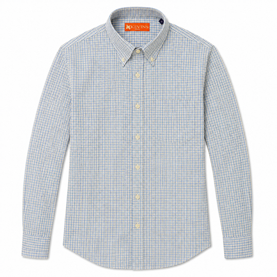 Kevin's Finest Men's Blue Graph Check Woven Cotton Shirt-Men's Clothing-Kevin's Fine Outdoor Gear & Apparel