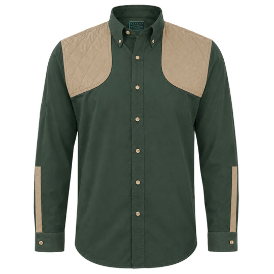Kevin's Feather-Weight Vented-Back Dual Patch Long Sleeve Shooting Shirt-Men's Clothing-Dark Green/Khaki-S-Kevin's Fine Outdoor Gear & Apparel