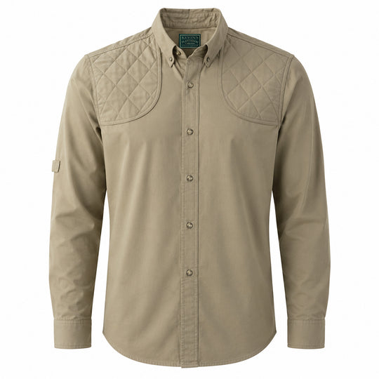 Kevin's Feather-Weight Vented-Back Dual Patch Long Sleeve Shooting Shirt-Men's Clothing-Solid Khaki-S-Kevin's Fine Outdoor Gear & Apparel