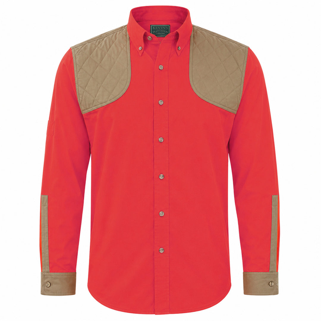 Kevin's Feather-Weight Vented-Back Dual Patch Long Sleeve Shooting Shirt-Men's Clothing-Red/Khaki-S-Kevin's Fine Outdoor Gear & Apparel