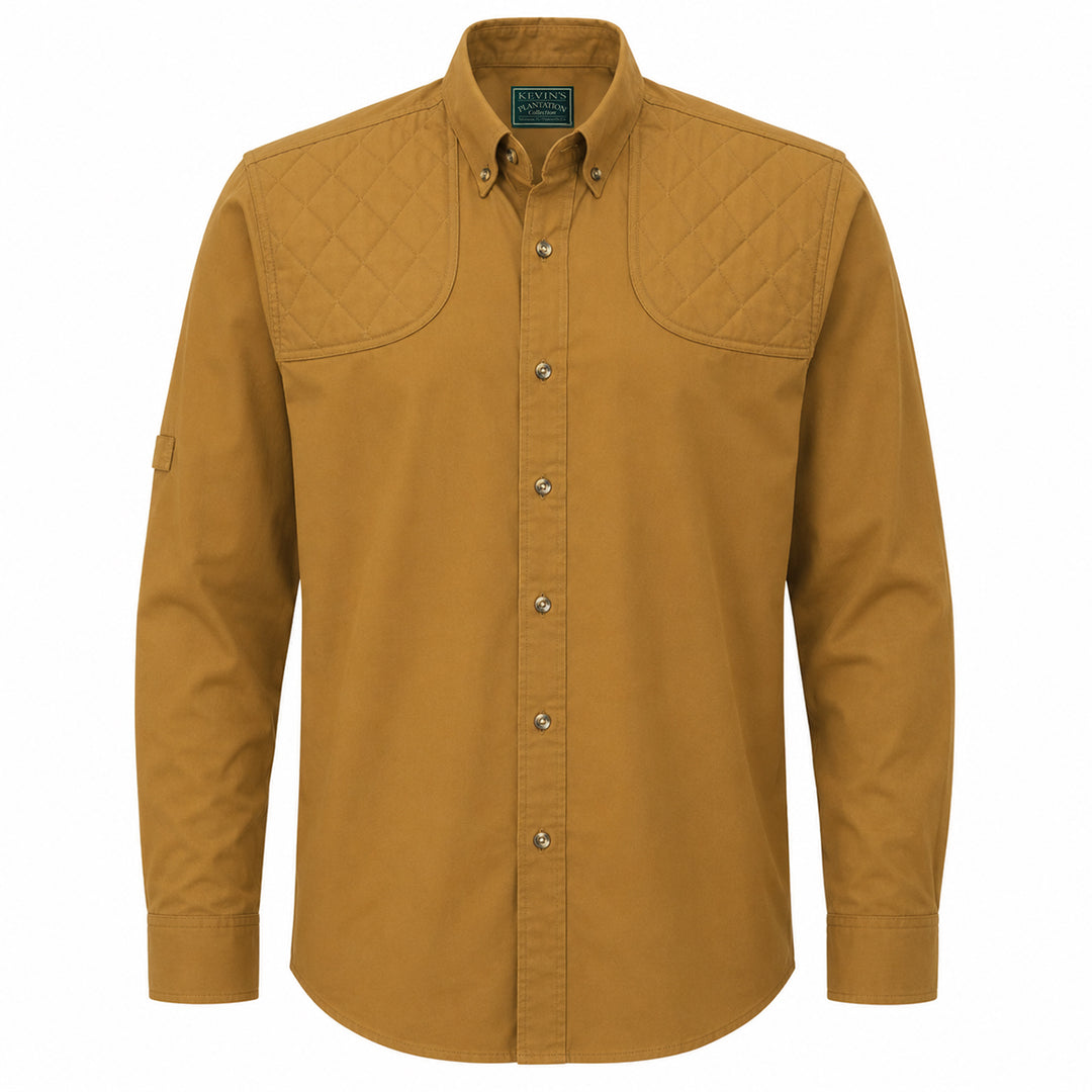 Kevin's Feather-Weight Vented-Back Dual Patch Long Sleeve Shooting Shirt-Men's Clothing-Tobacco-S-Kevin's Fine Outdoor Gear & Apparel
