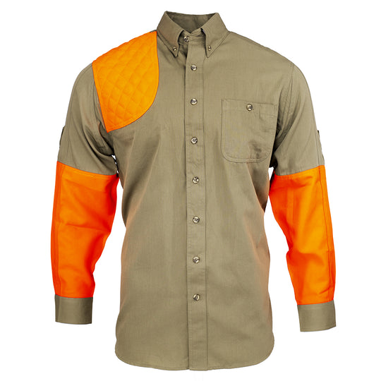 Kevin's Big & Tall Long Sleeve Right Hand Shooting Shirt-Men's Clothing-Khaki/Blaze-MT-Kevin's Fine Outdoor Gear & Apparel