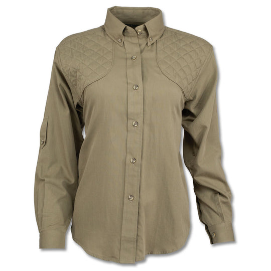 Kevin's Ladies Feather-Weight Long Sleeve Shooting Shirt-Women's Clothing-Solid Khaki-XS-Kevin's Fine Outdoor Gear & Apparel