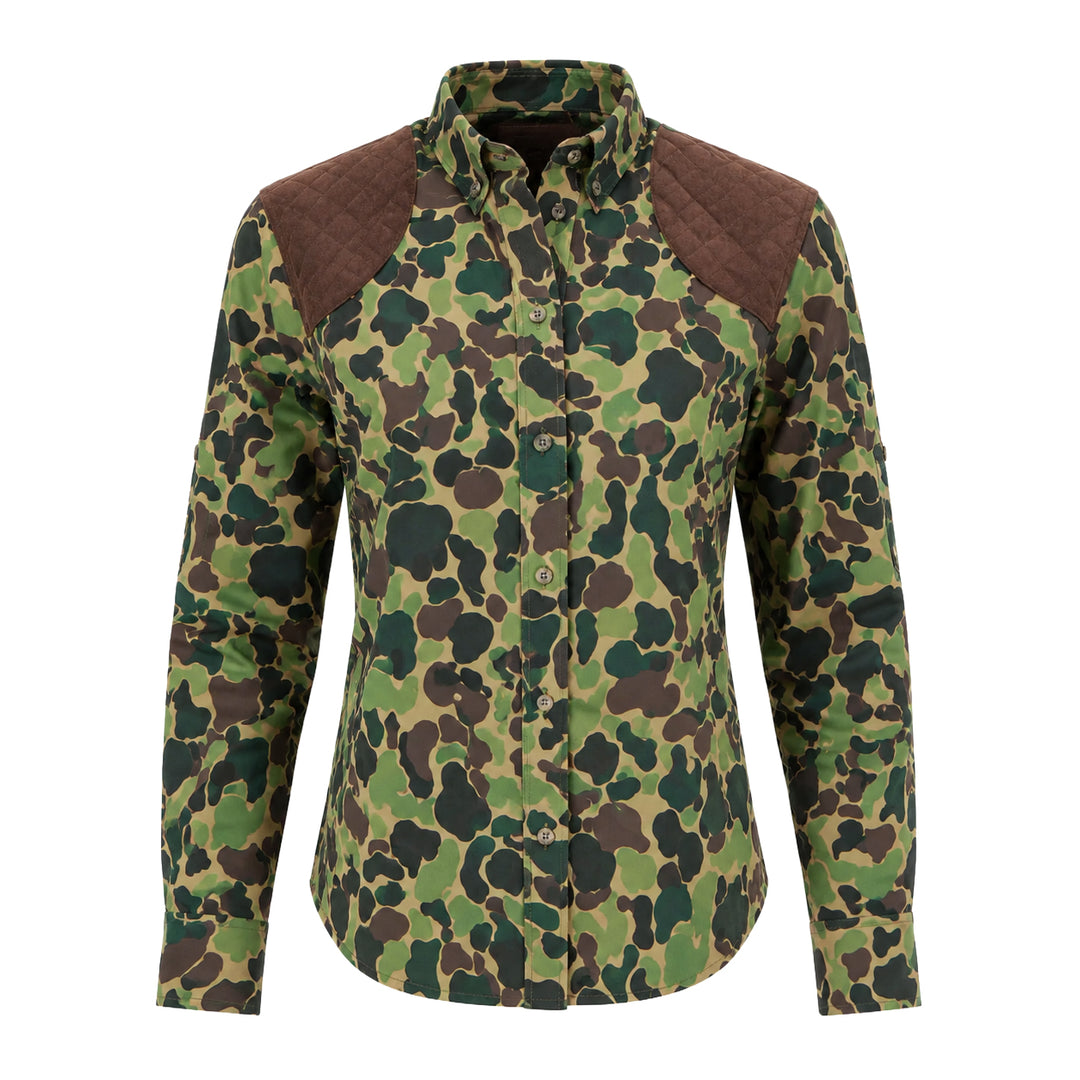 Kevin's Ladies Vintage Camo Long Sleeve Shooting Shirt-Women's Clothing-Vintage Green Camo-XS-Kevin's Fine Outdoor Gear & Apparel