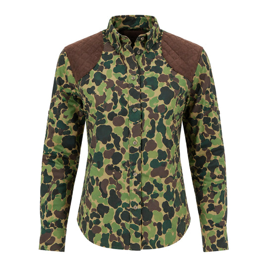 Kevin's Ladies Vintage Camo Long Sleeve Shooting Shirt-Women's Clothing-Vintage Green Camo-XS-Kevin's Fine Outdoor Gear & Apparel