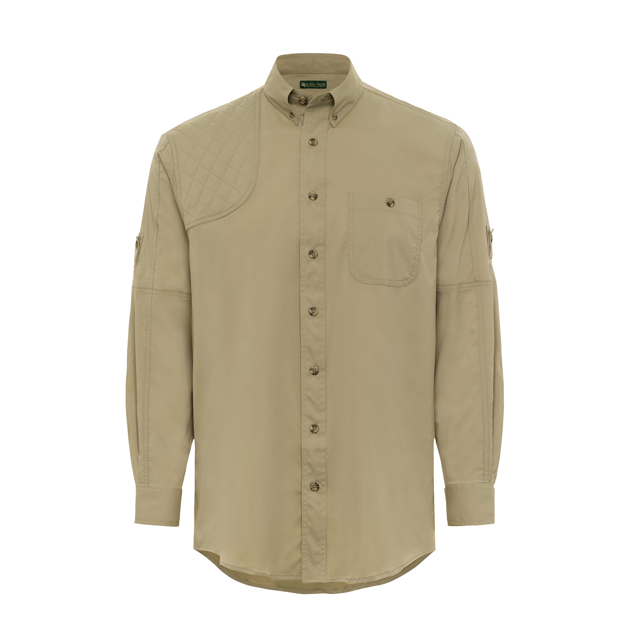 Kevin's Long Sleeve Single Right Patch Performance Shooting Shirt-Men's Clothing-Solid Khaki-S-Kevin's Fine Outdoor Gear & Apparel