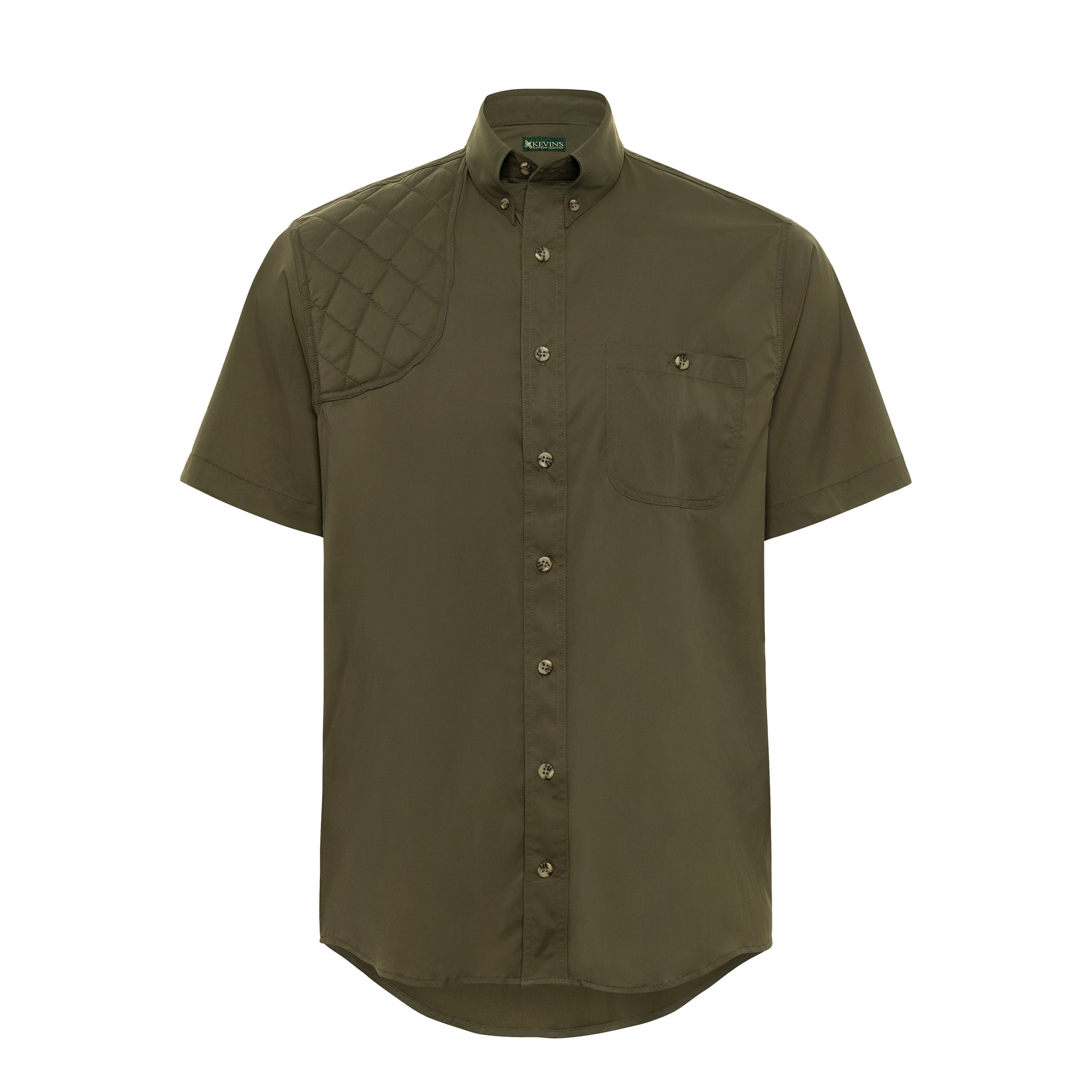 Kevin's Short Sleeve Single Right Patch Performance Shooting Shirt-Men's Clothing-Solid Olive-S-Kevin's Fine Outdoor Gear & Apparel