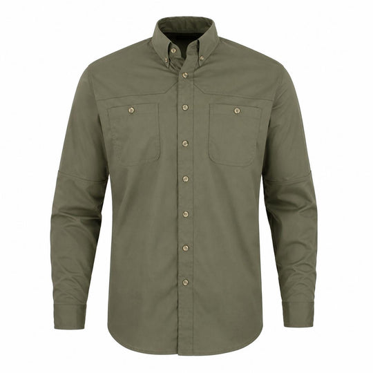Kevin's Trim Fit Dual Patch Long Sleeve Shooting Shirt-Men's Clothing-Olive-S-Kevin's Fine Outdoor Gear & Apparel