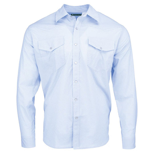 Kevin's Men's Western Fit Performance Fabric Long Sleeve Shirt-Men's Clothing-Blue Seersucker-S-Kevin's Fine Outdoor Gear & Apparel