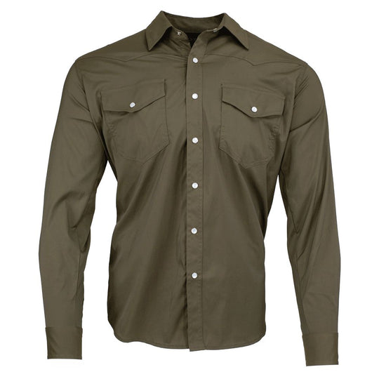 Kevin's Men's Western Fit Performance Fabric Long Sleeve Shirt-Men's Clothing-Olive-S-Kevin's Fine Outdoor Gear & Apparel