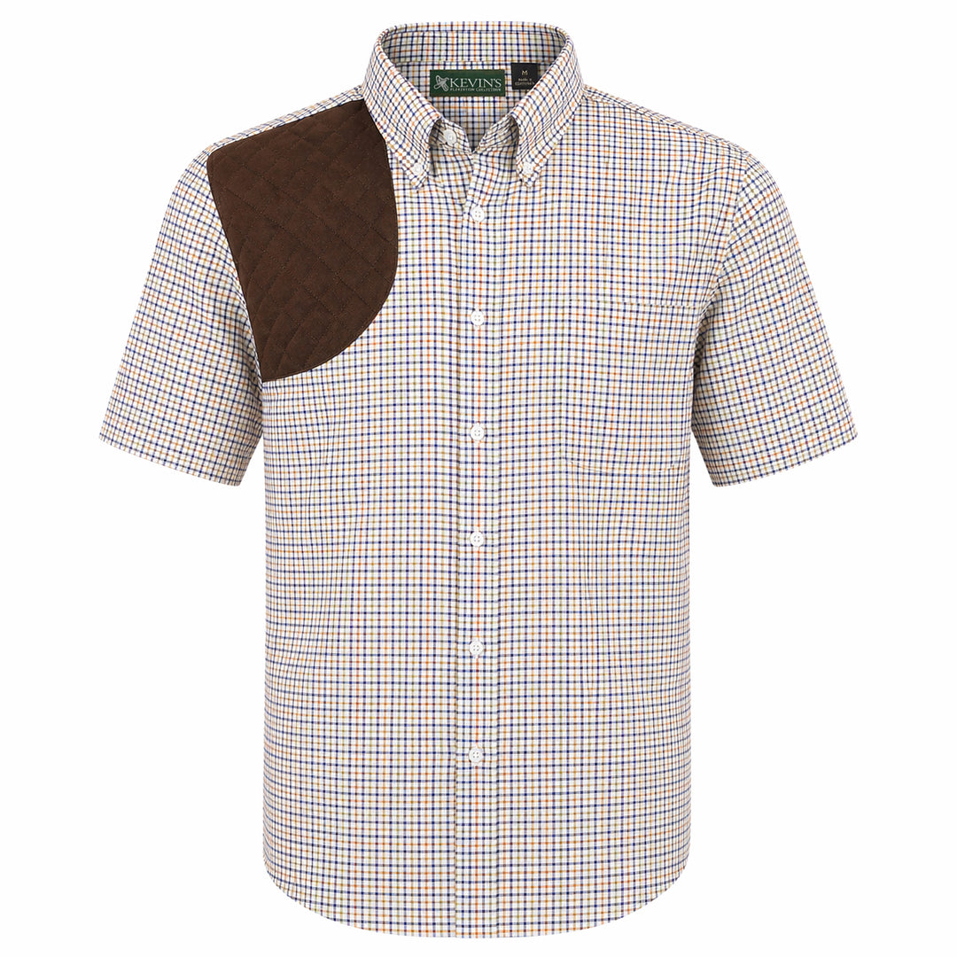 Kevin's Orange Blue Tattersall Right Hand Short Sleeve Shooting Shirt-Men's Clothing-Kevin's Fine Outdoor Gear & Apparel