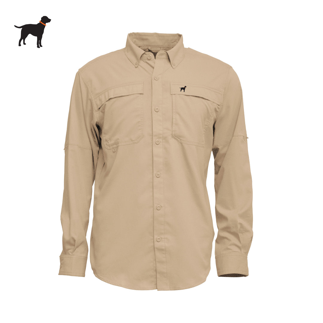 Kevin's Long Sleeve Fishing Shirt-Men's Clothing-Khaki w/ Black Lab-S-Kevin's Fine Outdoor Gear & Apparel