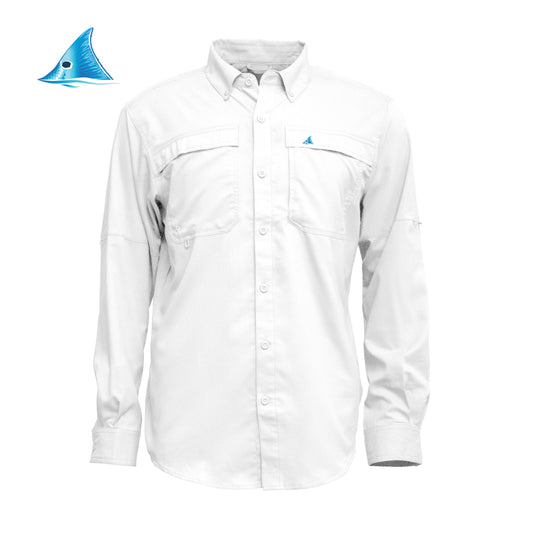 Kevin's Long Sleeve Fishing Shirt-Men's Clothing-White w/ Red Fish Tail-S-Kevin's Fine Outdoor Gear & Apparel