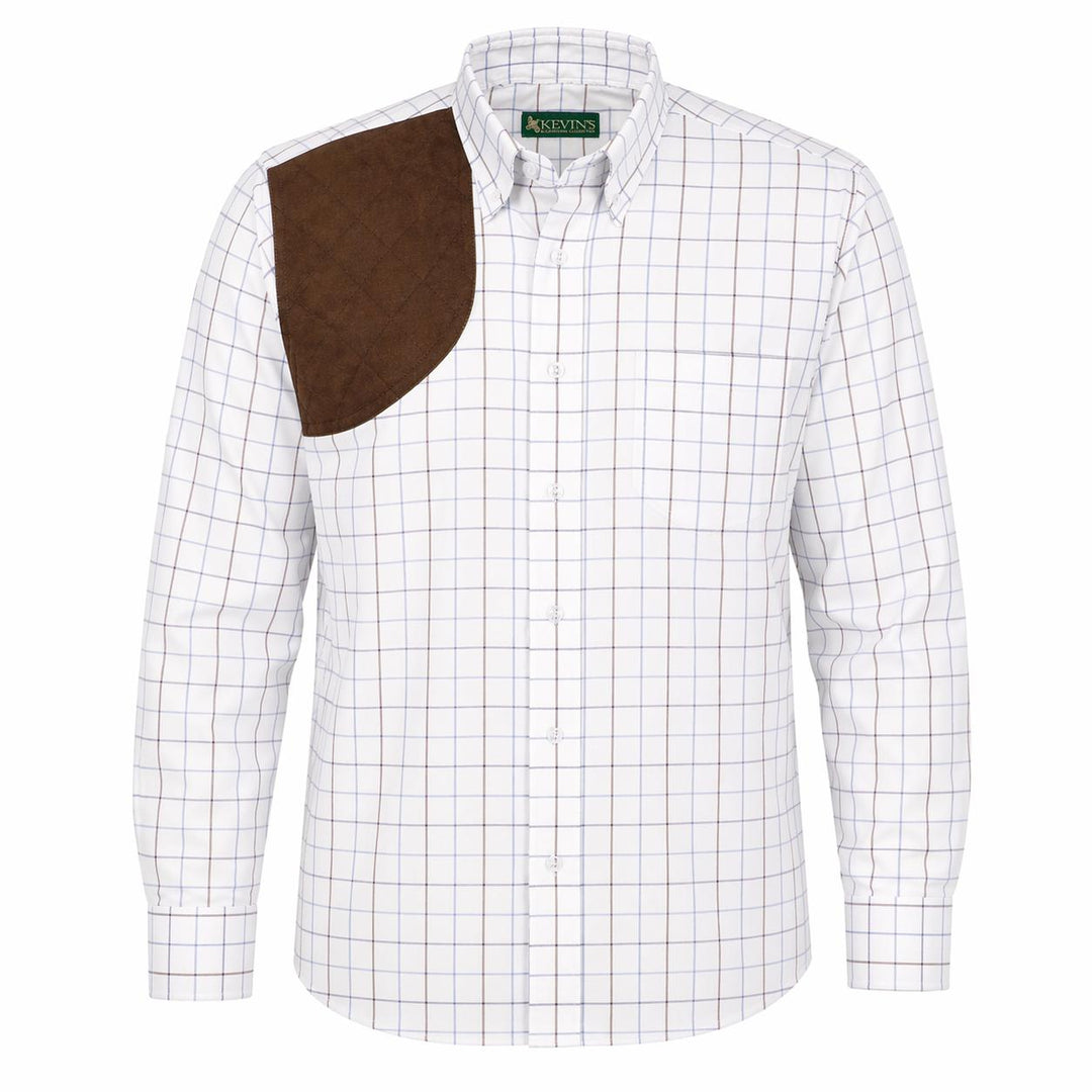 Kevin's Blue/Brown Performance Tattersall Right Hand Long Sleeve Shooting Shirt-Men's Clothing-Kevin's Fine Outdoor Gear & Apparel