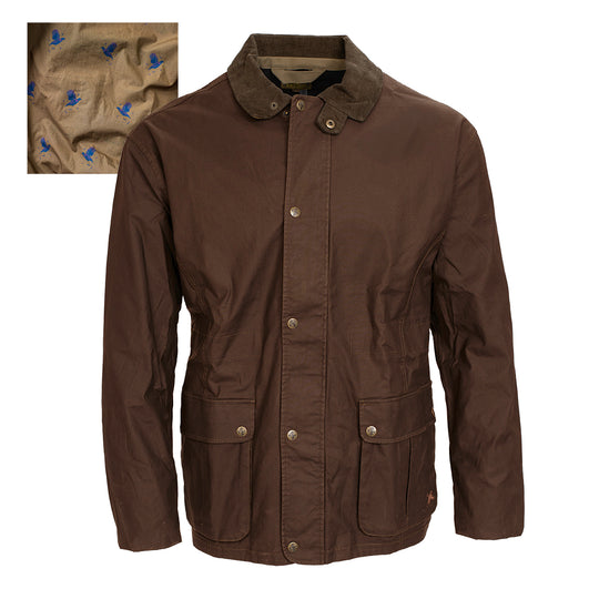 Kevin's Men's Washable Waxed Jacket-Men's Clothing-Bark Brown with Vintage Quail Lining-S-Kevin's Fine Outdoor Gear & Apparel