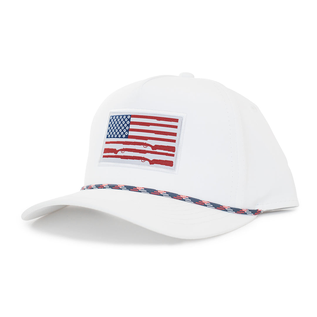 Kevin's Gun Flag Performance Rope Cap-Men's Accessories-White with Navy/White/Red-Kevin's Fine Outdoor Gear & Apparel