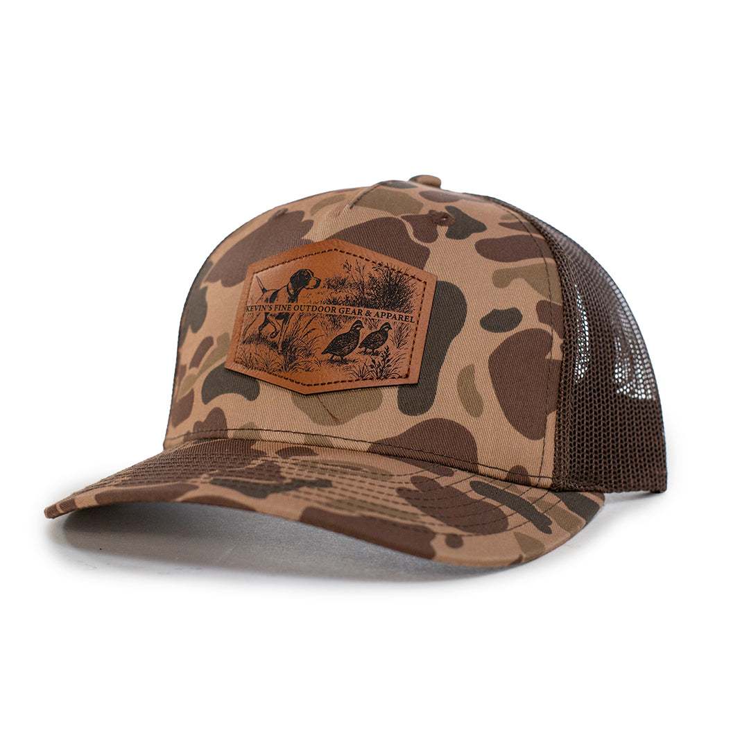 Kevin's Richardson Leather Pointer Patch Cap-Men's Accessories-Bark Duck Camo/Brown-Kevin's Fine Outdoor Gear & Apparel