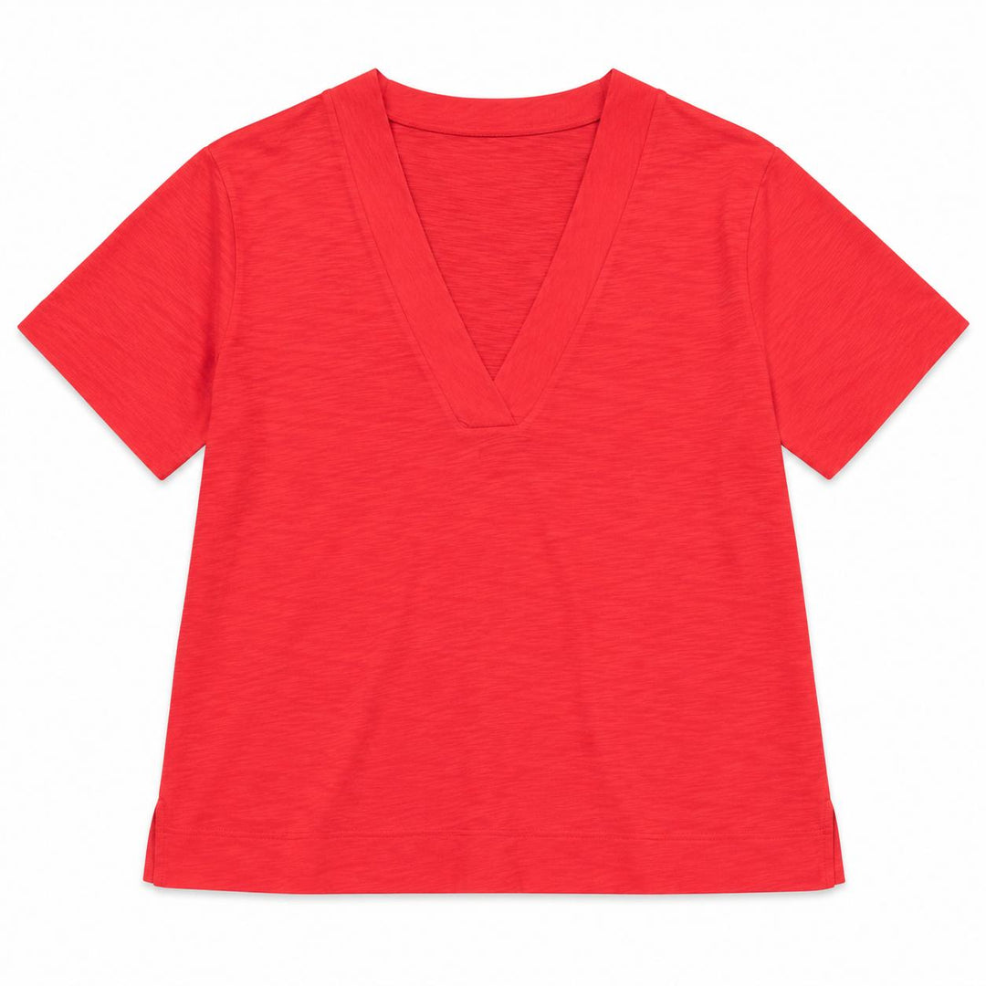 Lilla P Damen-T-Shirt mit kurzen Ärmeln und V-Ausschnitt