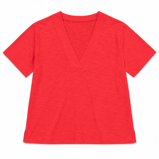 Lilla P Damen-T-Shirt mit kurzen Ärmeln und V-Ausschnitt