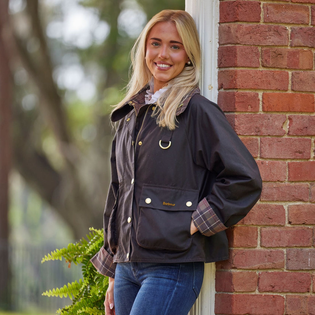 Barbour Icons Tartan Collar Spey Wax Jacket-Women's Clothing-Kevin's Fine Outdoor Gear & Apparel