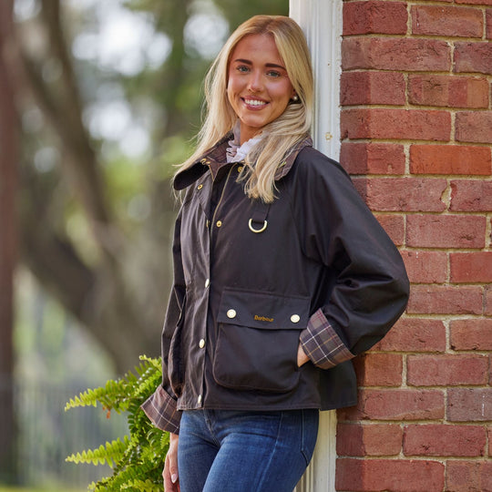 Barbour Icons Tartan Collar Spey Wax Jacket-Women's Clothing-Kevin's Fine Outdoor Gear & Apparel