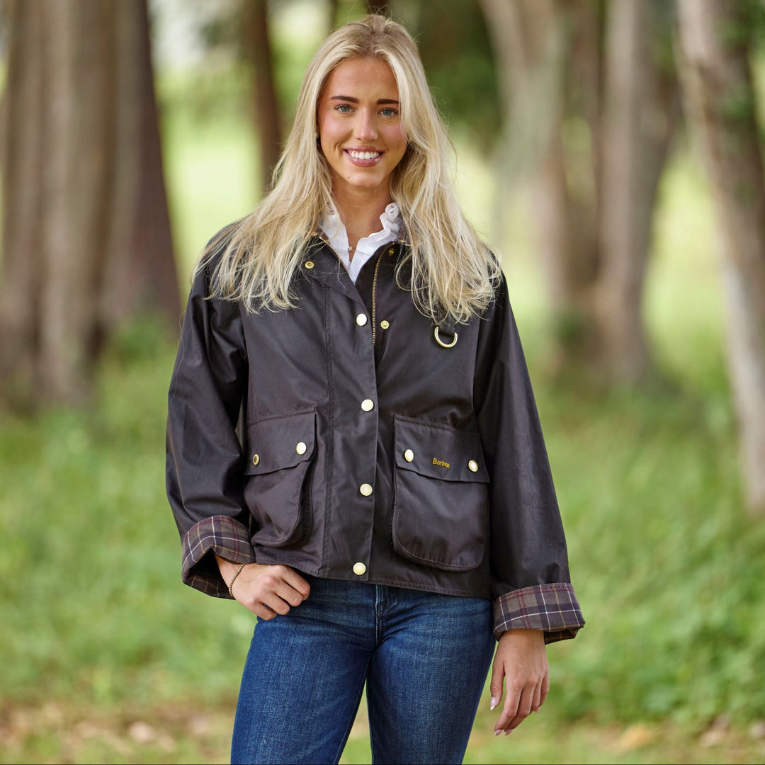 Barbour Icons Tartan Collar Spey Wax Jacket-Women's Clothing-Kevin's Fine Outdoor Gear & Apparel