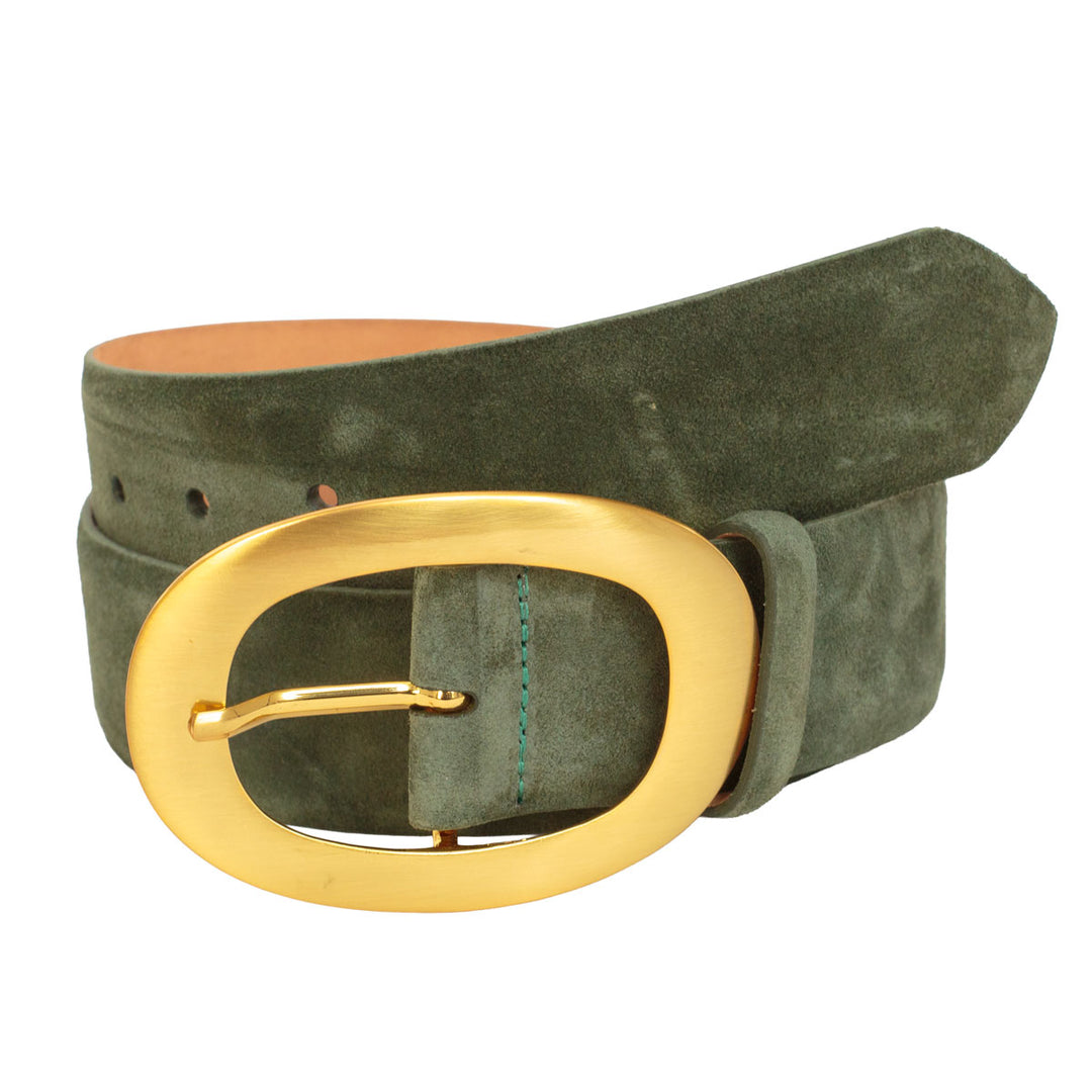 Women's Brushed Gold Oval Buckle Suede Belt-Women's Accessories-Grass-XS-Kevin's Fine Outdoor Gear & Apparel
