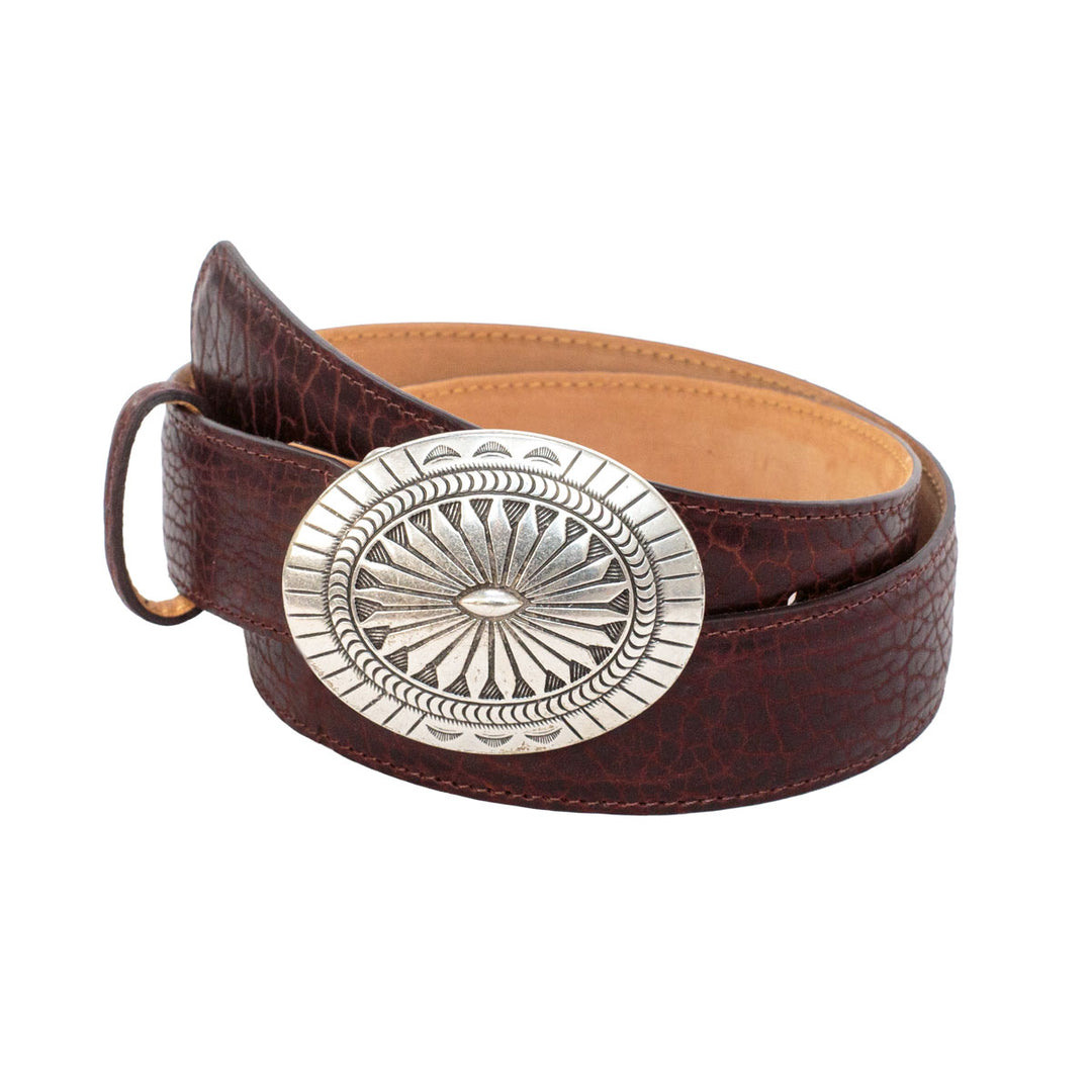 Women's Western 1 1/2 Tucson Bison Belt with Concho Buckle-Women's Accessories-Chocolate-XS-Kevin's Fine Outdoor Gear & Apparel